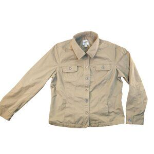 Christopher & Banks Khaki Stretch Jacket With Chest & Interior Bottom Pockets XL